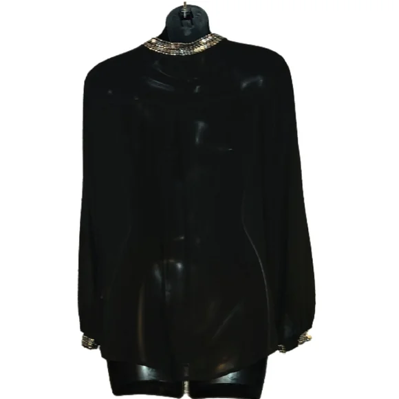 a.n.a A NEW APPROACH BLACK TOP SEQUINS DETAILS - Picture 4 of 4